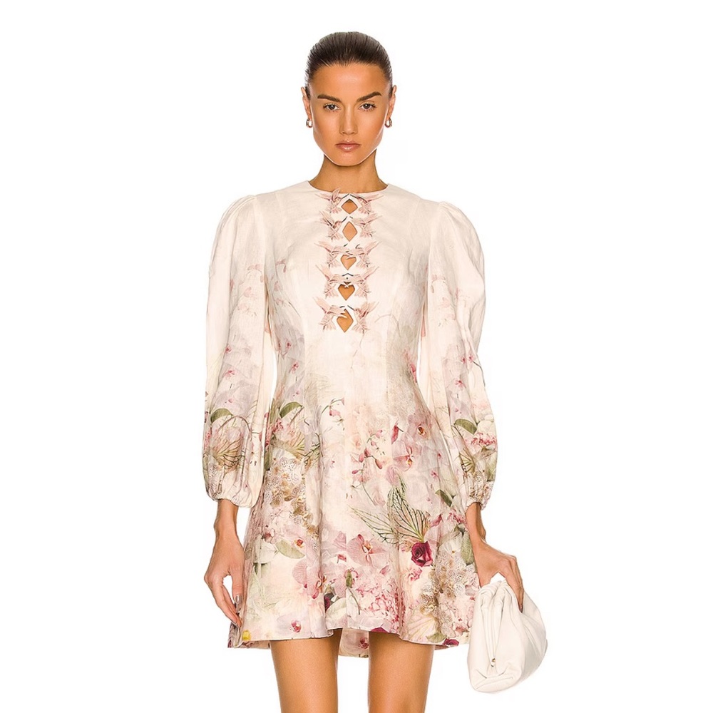 Zimmermann Hunmingbird Minidress in Alabaster Garden Floral